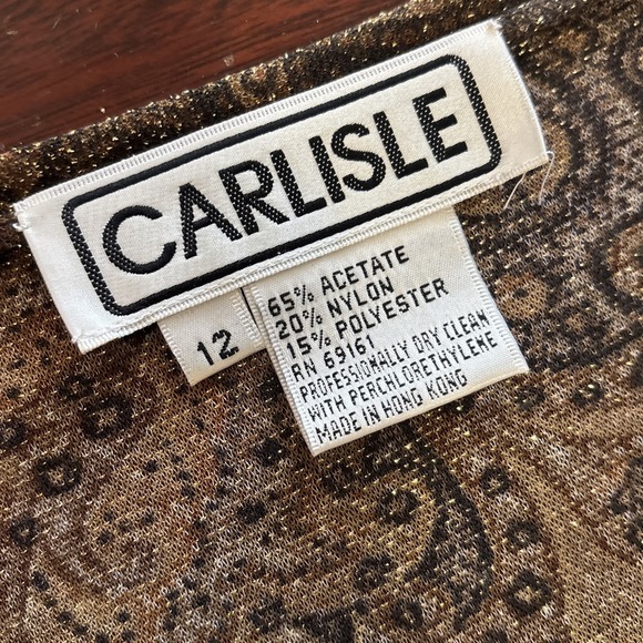 Carlisle VTG 90s Sparkle Top 12‎ Paisley Metallic Holiday Party Cocktail Glam - Picture 4 of 7